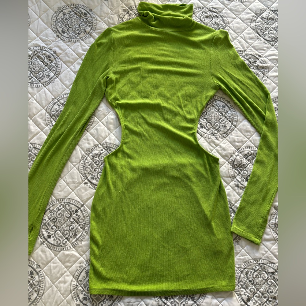 Luna B Green Turtleneck Mini Dress